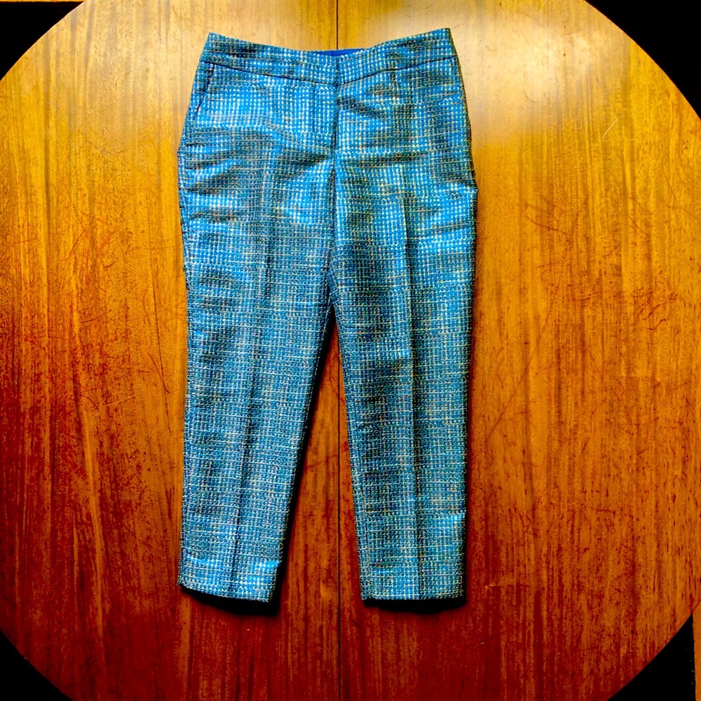 Boden blue and gold metallic crop pant US 6, UK 10